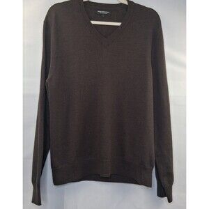 Express Italian Merino Wool Sweater Men's V-Neck Size L REPAIRED